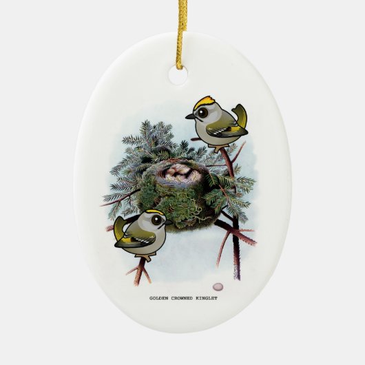 gouden kroonkroon Kinglet Keramisch Ornament (Voorkant)
