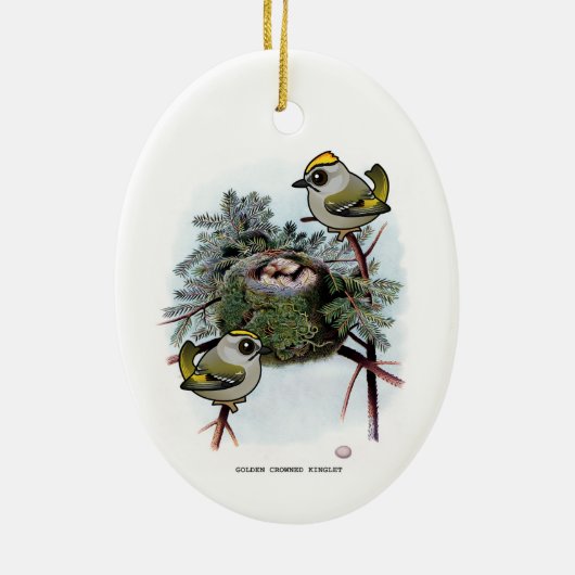 gouden kroonkroon Kinglet Keramisch Ornament (Achterkant)