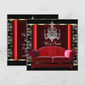 Gouden kroonluchter Black Damask Adreswijziging Aankondiging (Voorkant / Achterkant)