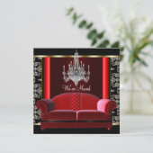 Gouden kroonluchter Black Damask Adreswijziging Aankondiging (Staand voorkant)
