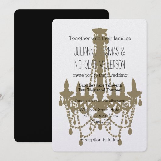 Gouden kroonluchter bruiloft kaart (Voorkant / Achterkant)