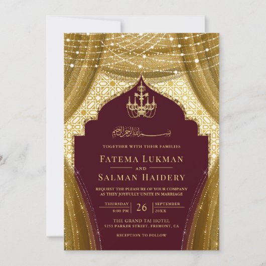 Gouden kroonluchter gordijn Bourgondië Moslim brui Kaart (Voorkant)