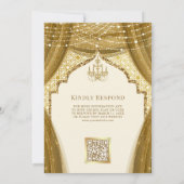 Gouden Kroonluchter Gordijn Cream Moslim Bruiloft Kaart (Achterkant)