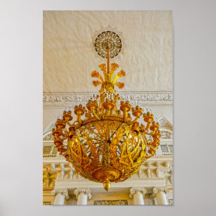 Gouden kroonluchter, Hermitage Museum, Rusland Poster