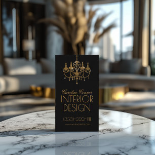 Gouden kroonluchter Interieur Designer Zwarte Kaar Visitekaartje