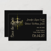 Gouden Kroonluchter Posh Bruiloft Save the Date (Voorkant / Achterkant)