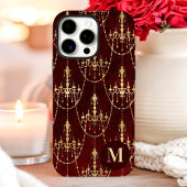 Gouden kroonluchter rood monogram Case-Mate iPhone case