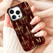 Gouden kroonluchter rood monogram Case-Mate iPhone case