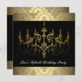 Gouden kroonluchter vrouwen 50ste verjaardagsfeest kaart (Voorkant / Achterkant)