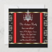 Gouden Kroonluchter Zwarte Damast Adreswijziging Aankondiging (Achterkant)