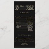 Gouden kroonluchters op zwart posh bruiloft progra programmakaart (Achterkant)