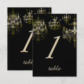 Gouden kroonluchters op zwarte poche trouwtafel ka kaart (Voorkant / Achterkant)