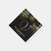 Gouden kroonluchters op Zwarte Posh bruiloft serve Servetten (Hoek)