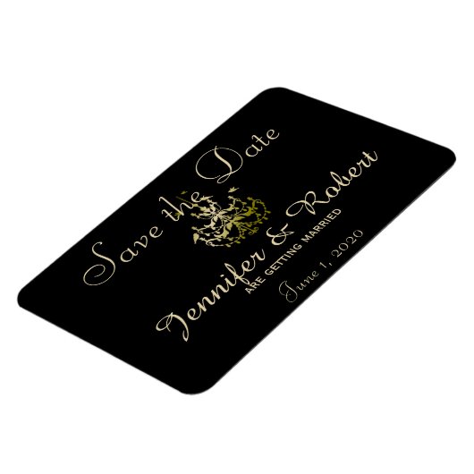 Gouden kroonluchters Zwart Posh Bruiloft Save the  Magneet (Linkerzijde)