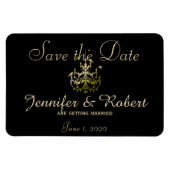 Gouden kroonluchters Zwart Posh Bruiloft Save the  Magneet (Horizontaal)