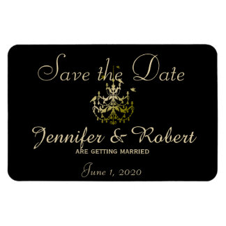 Gouden kroonluchters Zwart Posh Bruiloft Save the  Magneet