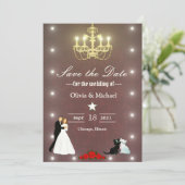 Gouden kroonluier save the date (Staand voorkant)