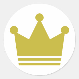 gouden kroonpictogram ronde sticker