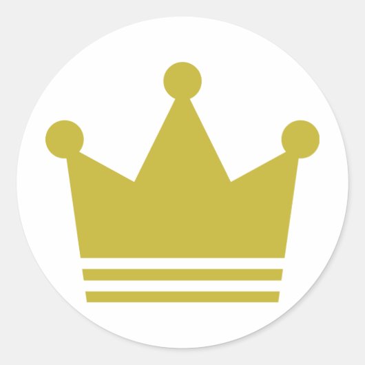 gouden kroonpictogram ronde sticker (Voorkant)