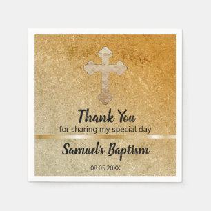 Gouden Kruis Baby Doop Religieus Papier Servetten