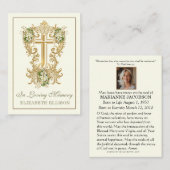 Gouden Kruis Bloemen Begrafenis Gebed Kaarten Plaatskaartje (Voorkant / Achterkant)