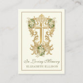 Gouden Kruis Bloemen Begrafenis Gebed Kaarten Plaatskaartje (Voorkant)