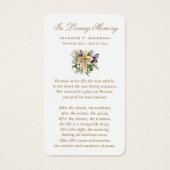 Gouden Kruis Bloemen Begrafenis Gebed Kaarten Visitekaartje (Voorkant)