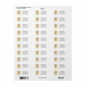Gouden kruis bloemen dank u etiket (Full Sheet)