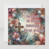 Gouden Kruis Bloemen Waterverf Hymne Christelijk P Feestdagenkaart (Voorkant)