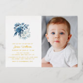 gouden kruis Bloemendop baptisedoopfoto Folie Feestdagenkaart (Voorkant)