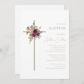 Gouden Kruis Bourgondië Bloemen Minimalistische Do Kaart (Voorkant / Achterkant)