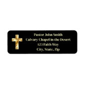 Gouden Kruis Classy Kerk Pastor Retouradres Etiket (Voorkant)