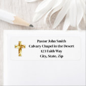 Gouden Kruis Classy Kerk Pastor Retouradres Etiket (Insitu)