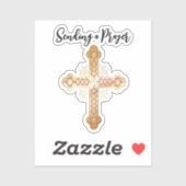 Gouden kruis dat een gebed uitzendt sticker (Vel)
