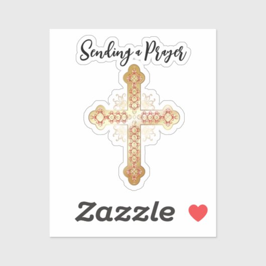 Gouden kruis dat een gebed uitzendt sticker (Vel)