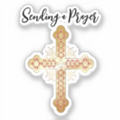 Gouden kruis dat een gebed uitzendt sticker (Voorkant)