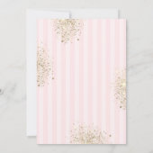 Gouden Kruis Diamant Stof Roze Gestreepte Doop Kaart (Achterkant)