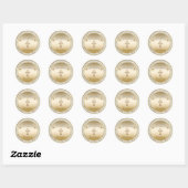 Gouden kruis diamanten doop doopsel ronde sticker (Vel)