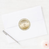 Gouden kruis diamanten doop doopsel ronde sticker (Envelop)