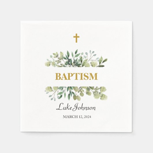 Gouden kruis doop servet (Voorkant)