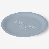 Gouden kruis Doop Stofblauw Papieren Bordje (Gekanteld)