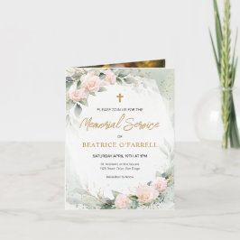 Gouden Kruis en Bloemen Foto Memorial Service