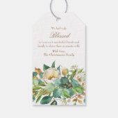 Gouden Kruis en Bloemen Witte Doop Cadeaulabel (Achterkant)
