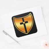 Gouden Kruis en Hartschild Vierkante Sticker (Envelop)