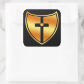 Gouden Kruis en Hartschild Vierkante Sticker (Tas)