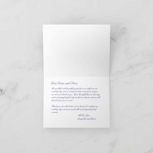 Gouden kruis en kelk katholieke bruiloft bedankkaart (Binnen)