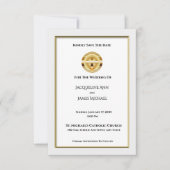 Gouden kruis en kelk katholieke bruiloft save the date (Voorkant)