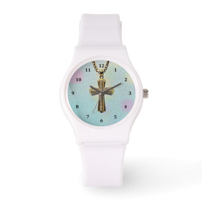  gouden kruis en ketting horloge (Voorkant)