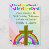 GOUDEN KRUIS EN VLINDER 85E VERJAARDAG UITNODIGING (Voorkant / Achterkant)