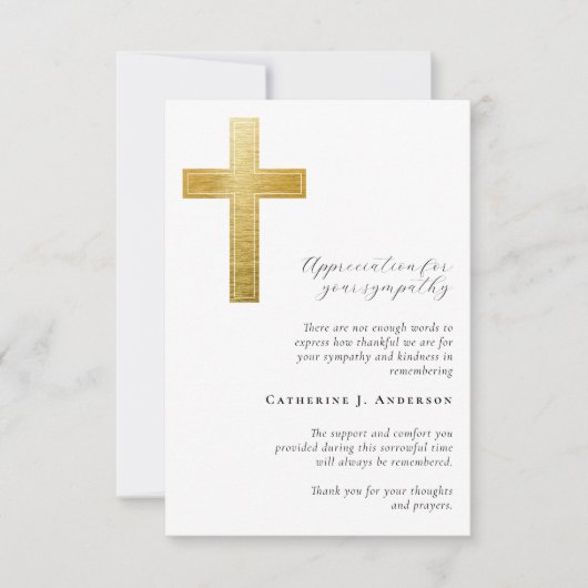 Gouden Kruis Foto Sympathy Begrafenismonument Bedankkaart (Voorkant)